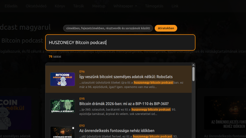 Podcast kereső, beágyazott lejátszó